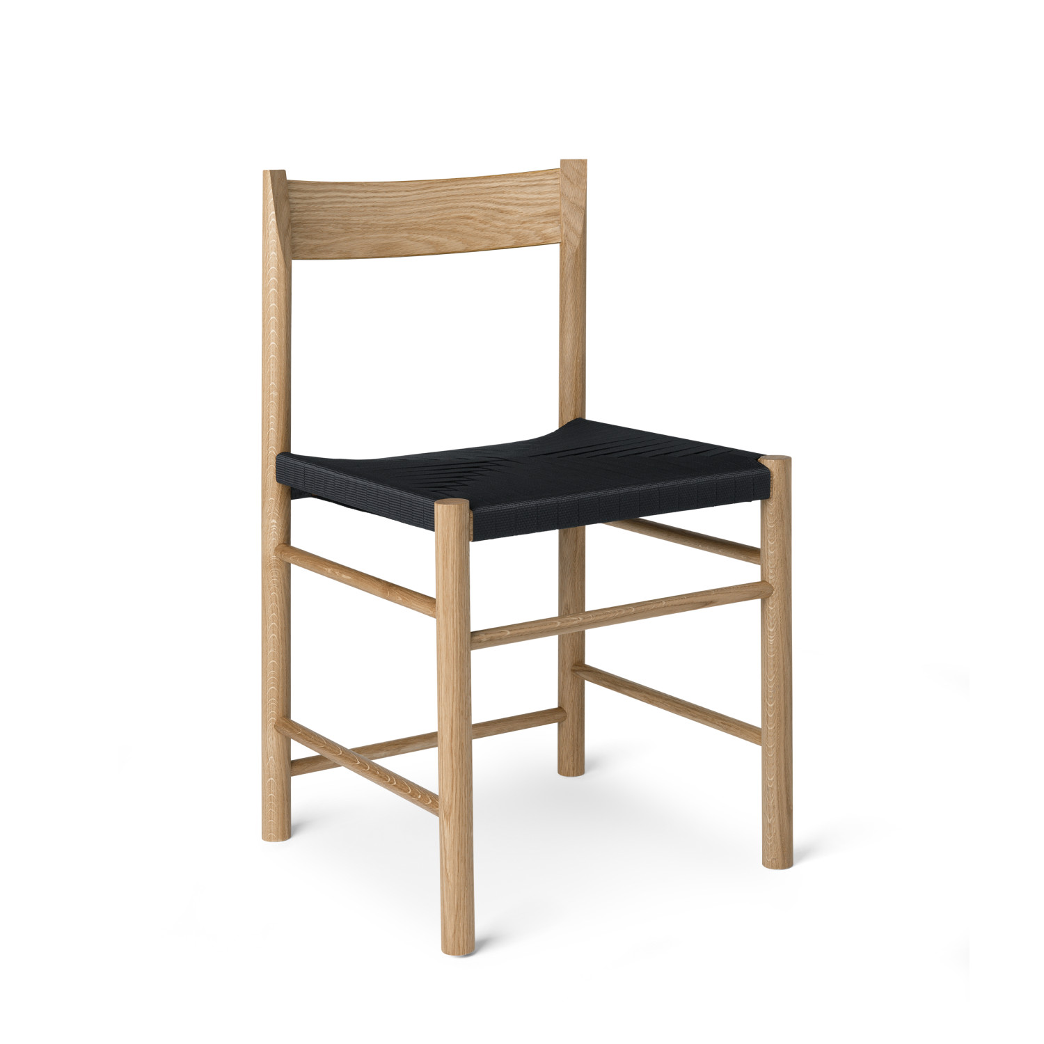 F Chair - waxed oiled oak - black polyester weaved seat